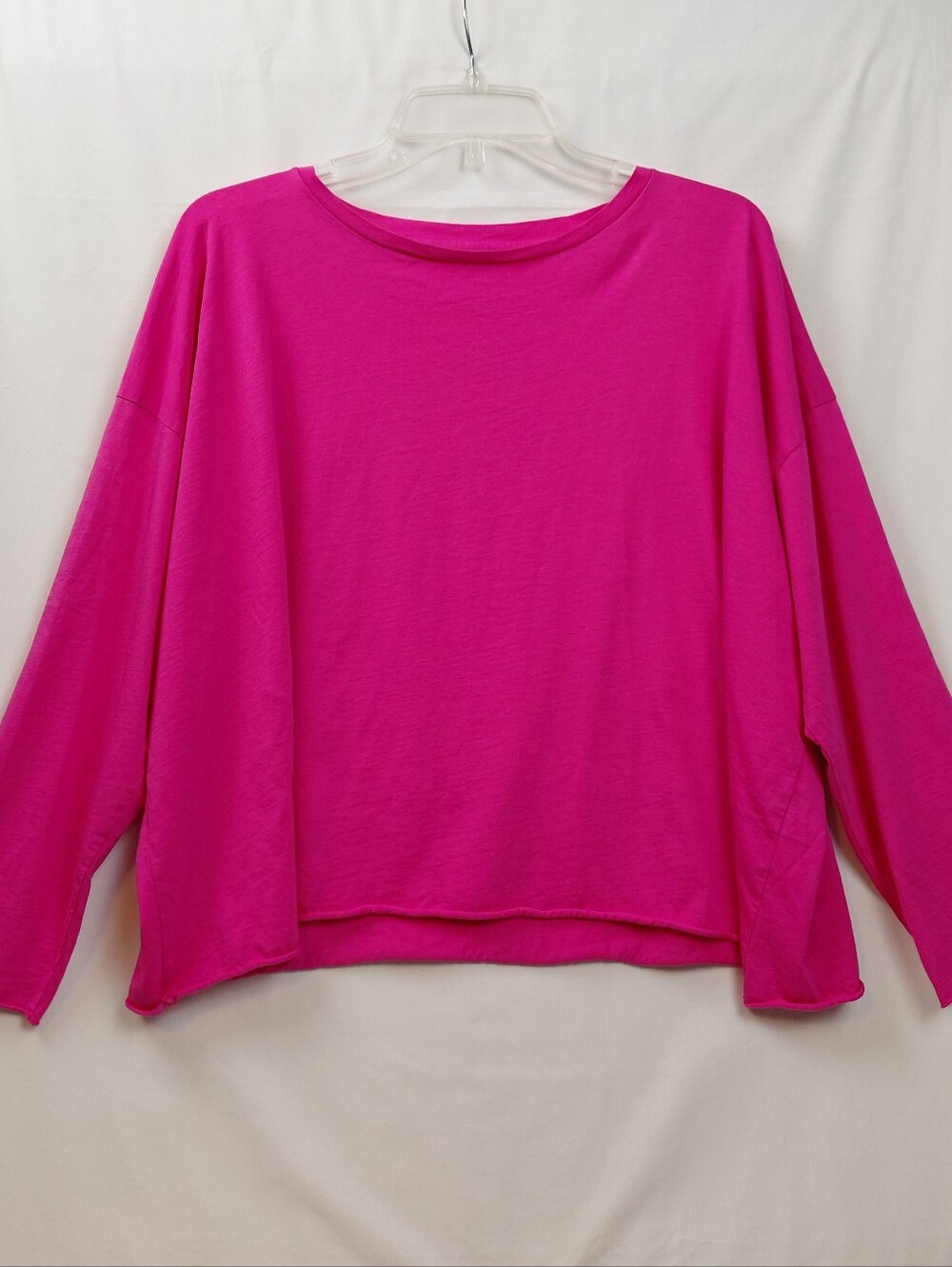 Planet By Lauren G Luxury Boxy Long Sleeve T Shirt One Size Pink